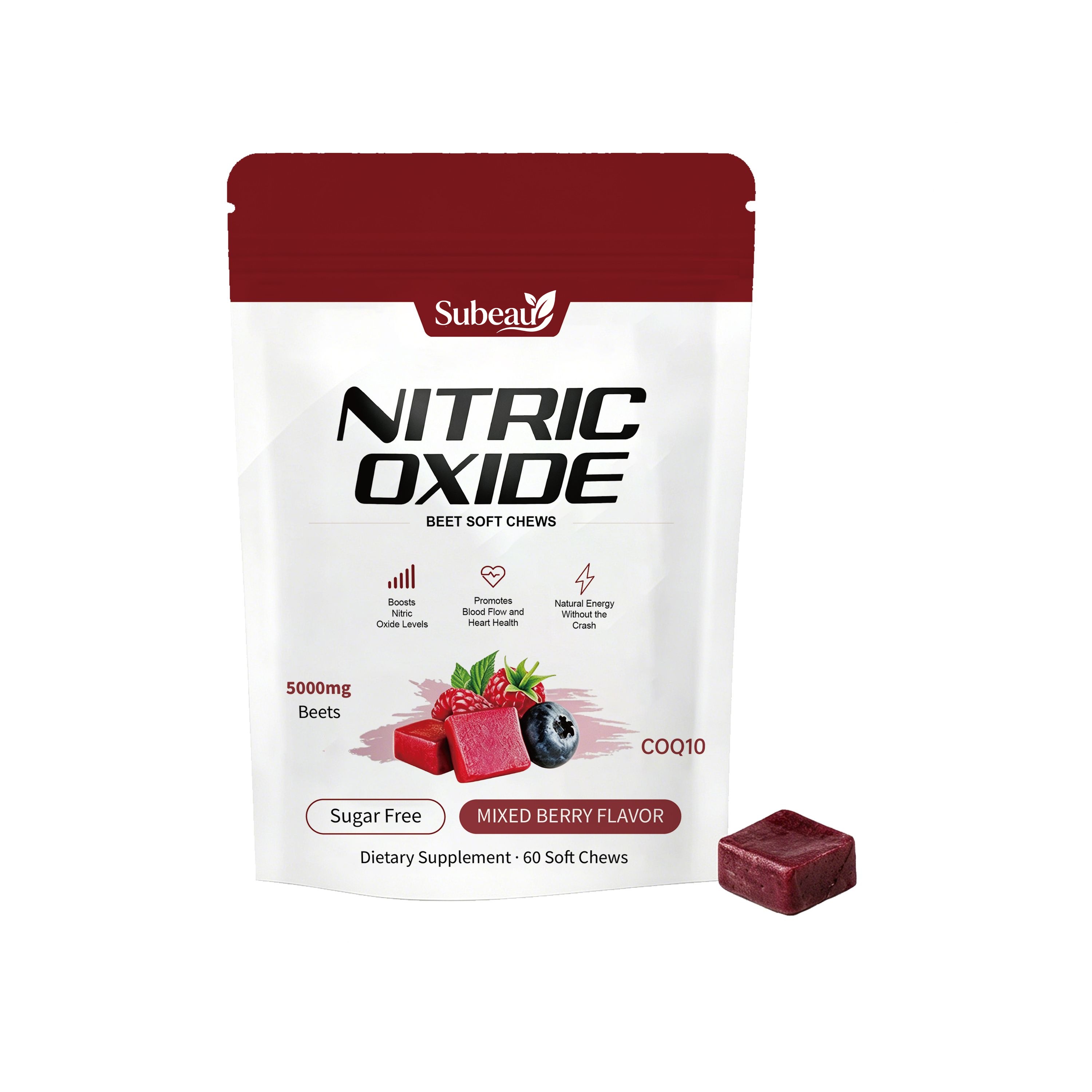 Subeau Nitric Oxide Beet Soft Chews - 5000mg Beet + COQ10