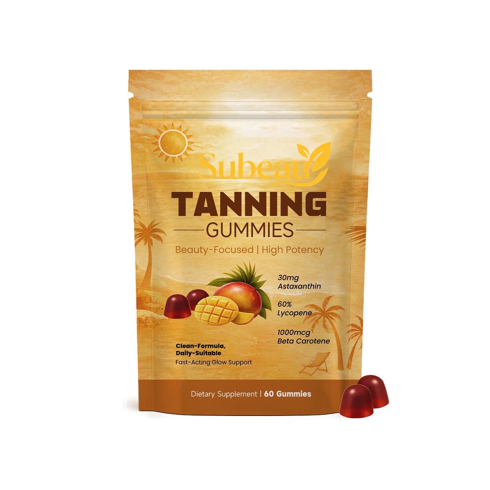 Subeau Tanning Gummies - High Potency Mango Flavor