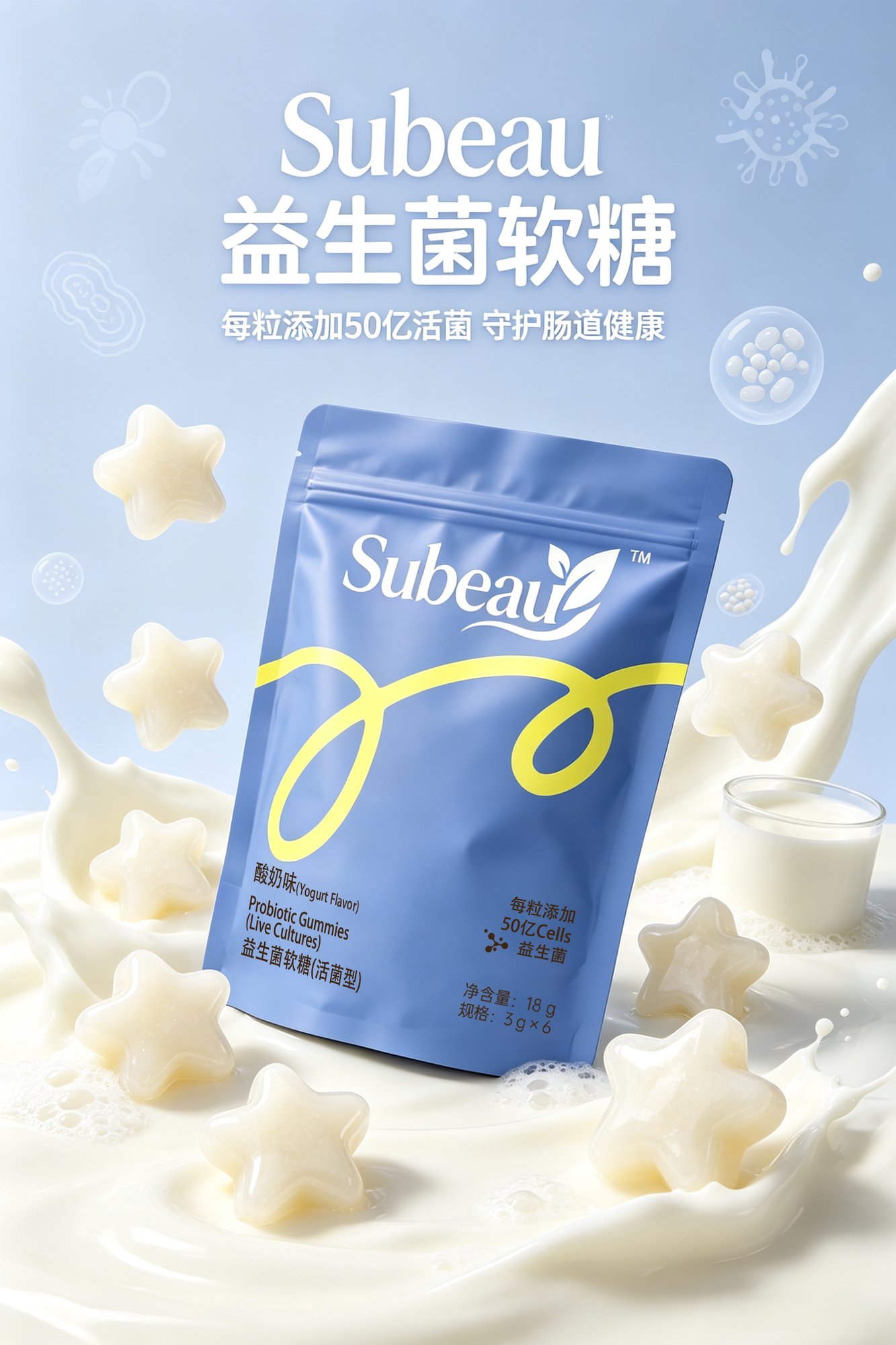 High-potency probiotic gummies with live cultures - OEM manufacturing by Subeau