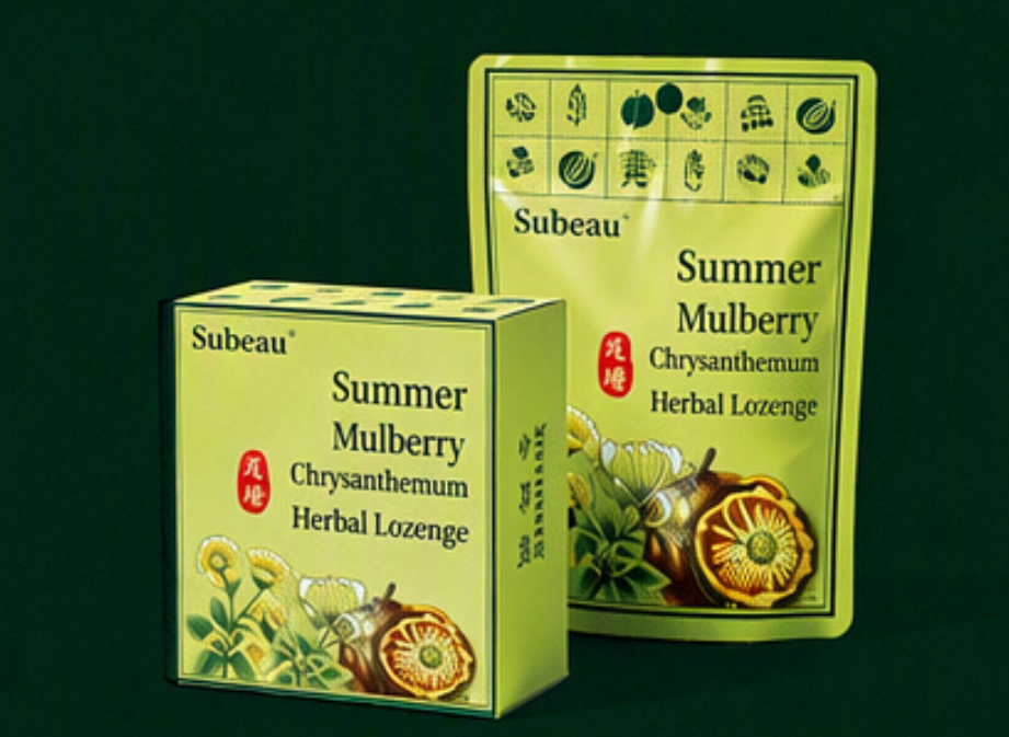 Subeau summer mulberry chrysanthemum herbal throat gummy packaging